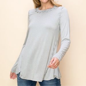Cross Stitch Top- Grey